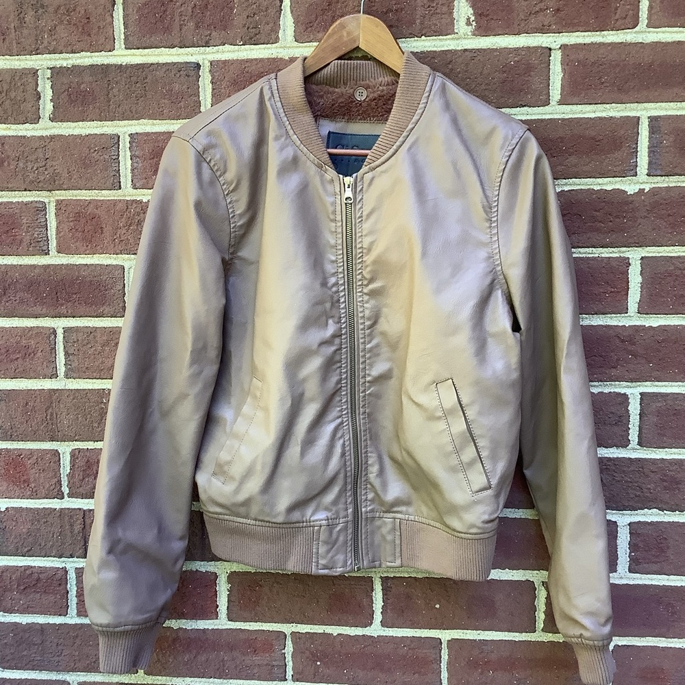 EUC Ci Sono by Cavalini Tan Bomber Jacket Zipper XL Tan Camel Zipper Pockets
